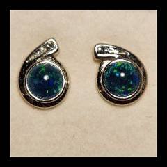 Triplet Opal Round Stud Earrings in Sterling Silver · Style 510