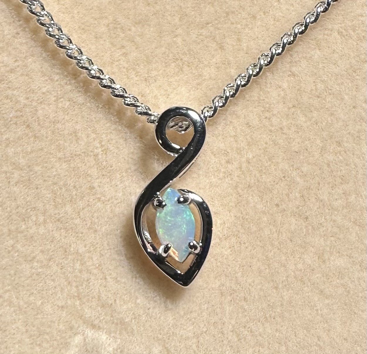 Solid Opal Swirl Pendant in Sterling Silver · Style 047