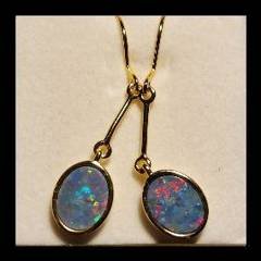 Doublet Opal Oval Drop Earrings in Gold Plated Silver · Style 902