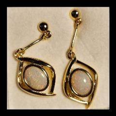 Solid Opal Drop Earrings in Gold Plated Sterling Silver · Style 624