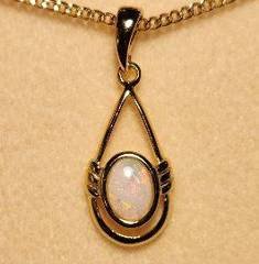 Solid Opal Oval Pendant in Gold Plated Sterling Silver · Style 213