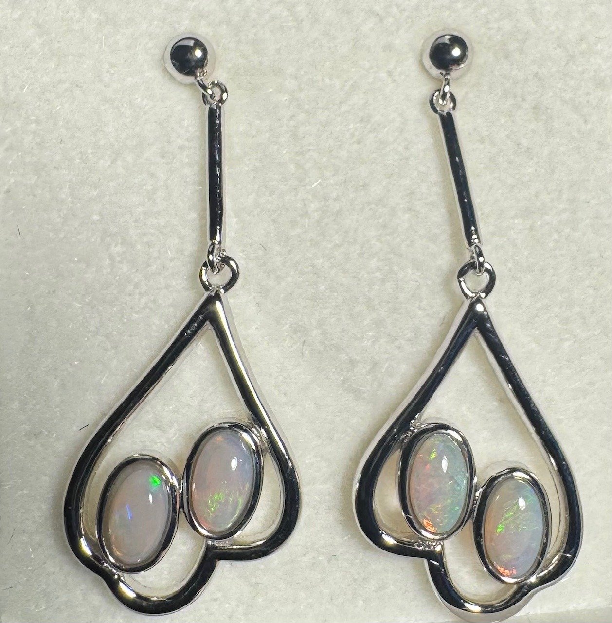 Solid Opal Drop Earrings in Sterling Silver · Style 451
