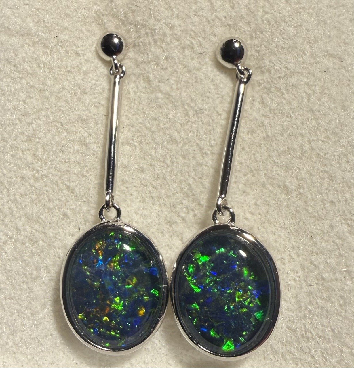 Triplet Opal Drop Earrings in Sterling Silver · Style 535