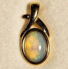 Solid Opal Oval Pendant in Gold Plated Sterling Silver · Style 207