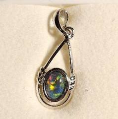 Triplet Opal Oval Pendant in Sterling Silver · Style 112