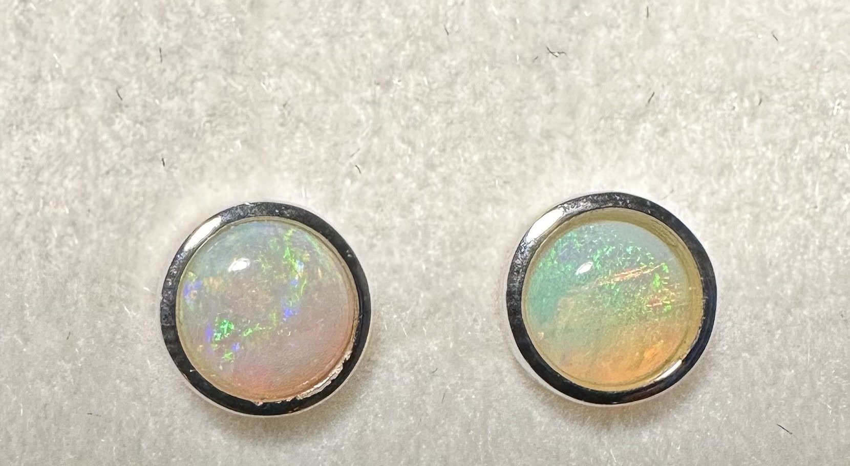 Solid Opal Round Stud Earrings in Sterling Silver · Style 438