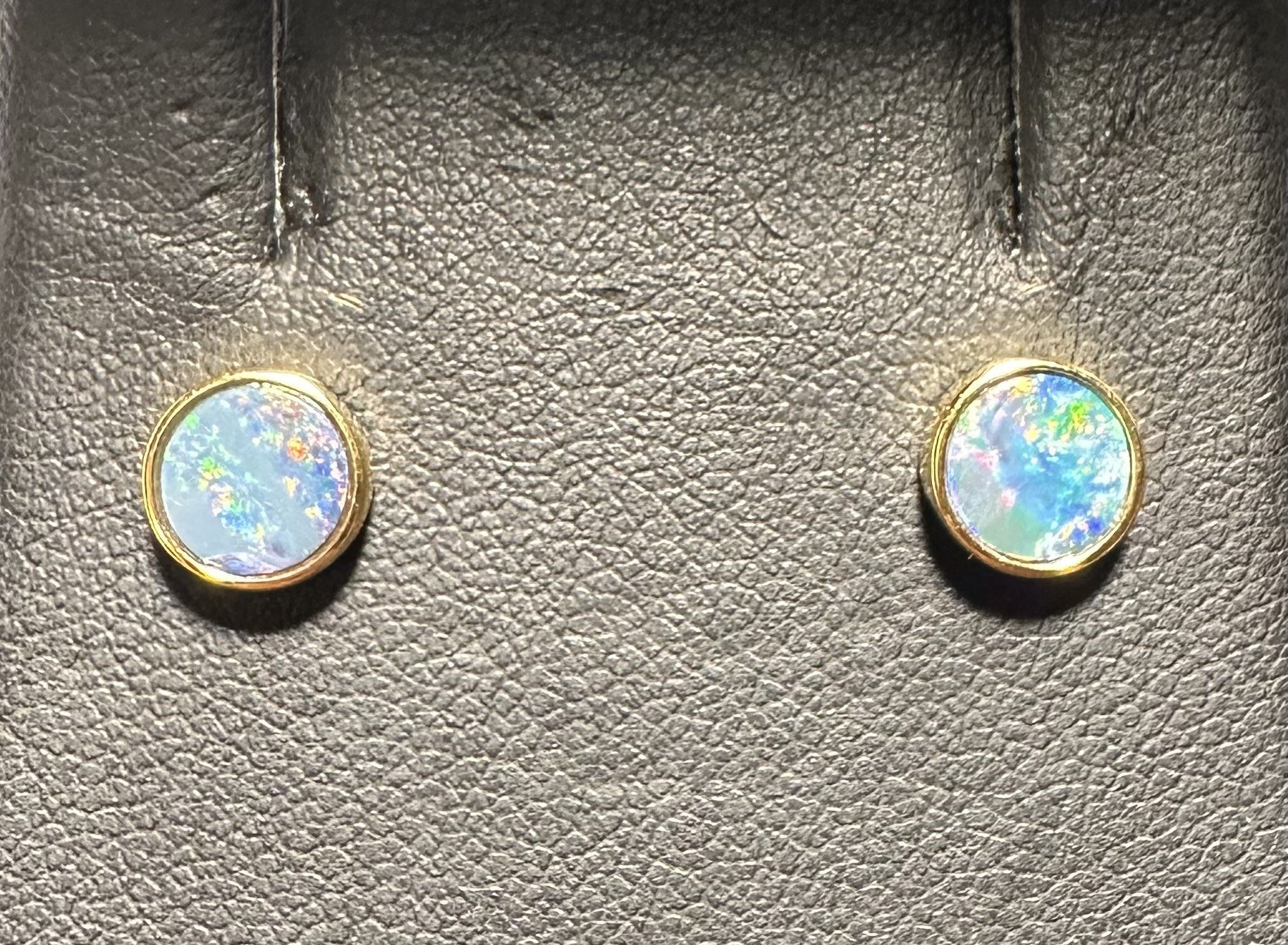 Round Doublet Opal Studs in Gold Plated Sterling Silver · Style 912