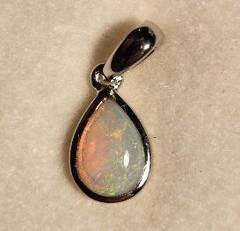 Solid Opal Pear Shape Pendant in Sterling Silver · Style 033