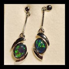 Triplet Opal Drop Earrings in Sterling Silver · Style 520