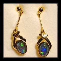 Triplet Opal Drop Earrings in Gold Plated Sterling Silver · Style 718