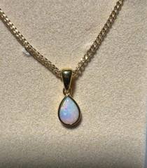 Solid Opal Teardrop Pendant in Gold Plated Sterling Silver · Style NS216