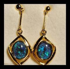Triplet Opal Drop Earrings in Gold Plated Sterling Silver · Style 725