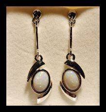 Solid Opal Drop Earrings in Sterling Silver · Style 419