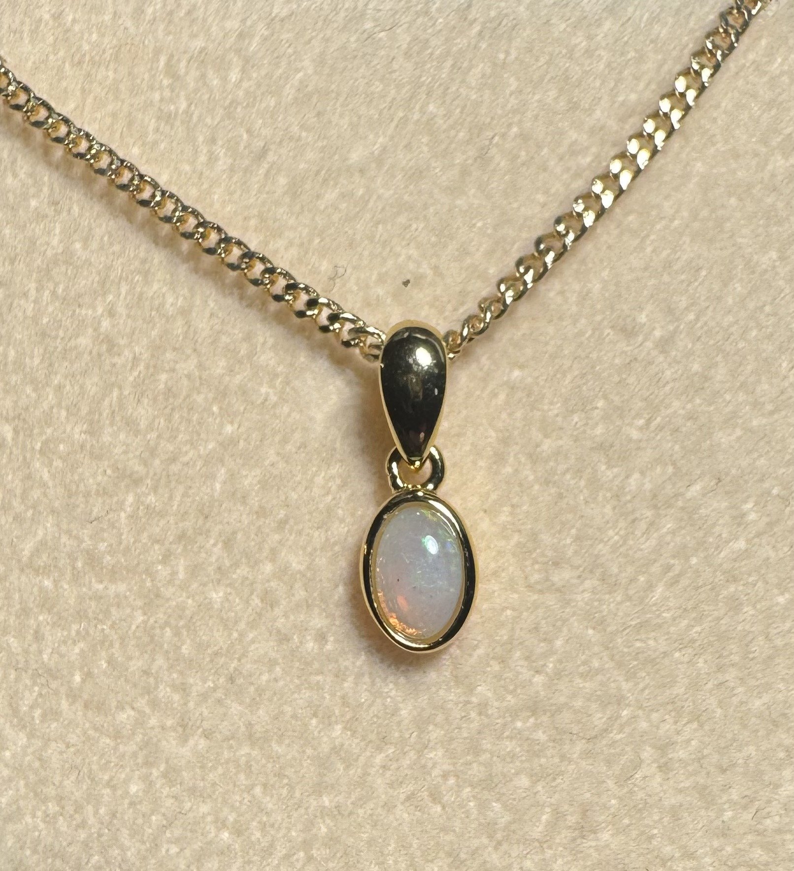 Solid Opal Oval Pendant in Gold Plated Sterling Silver · Style 242