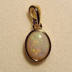 Solid Opal Oval Pendant in Gold Plated Sterling Silver · Style 228