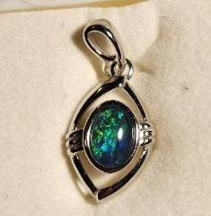 Triplet Opal Oval Pendant in Sterling Silver · Style 111