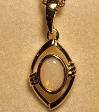 Solid Opal Oval Pendant in Gold Plated Sterling Silver · Style 212
