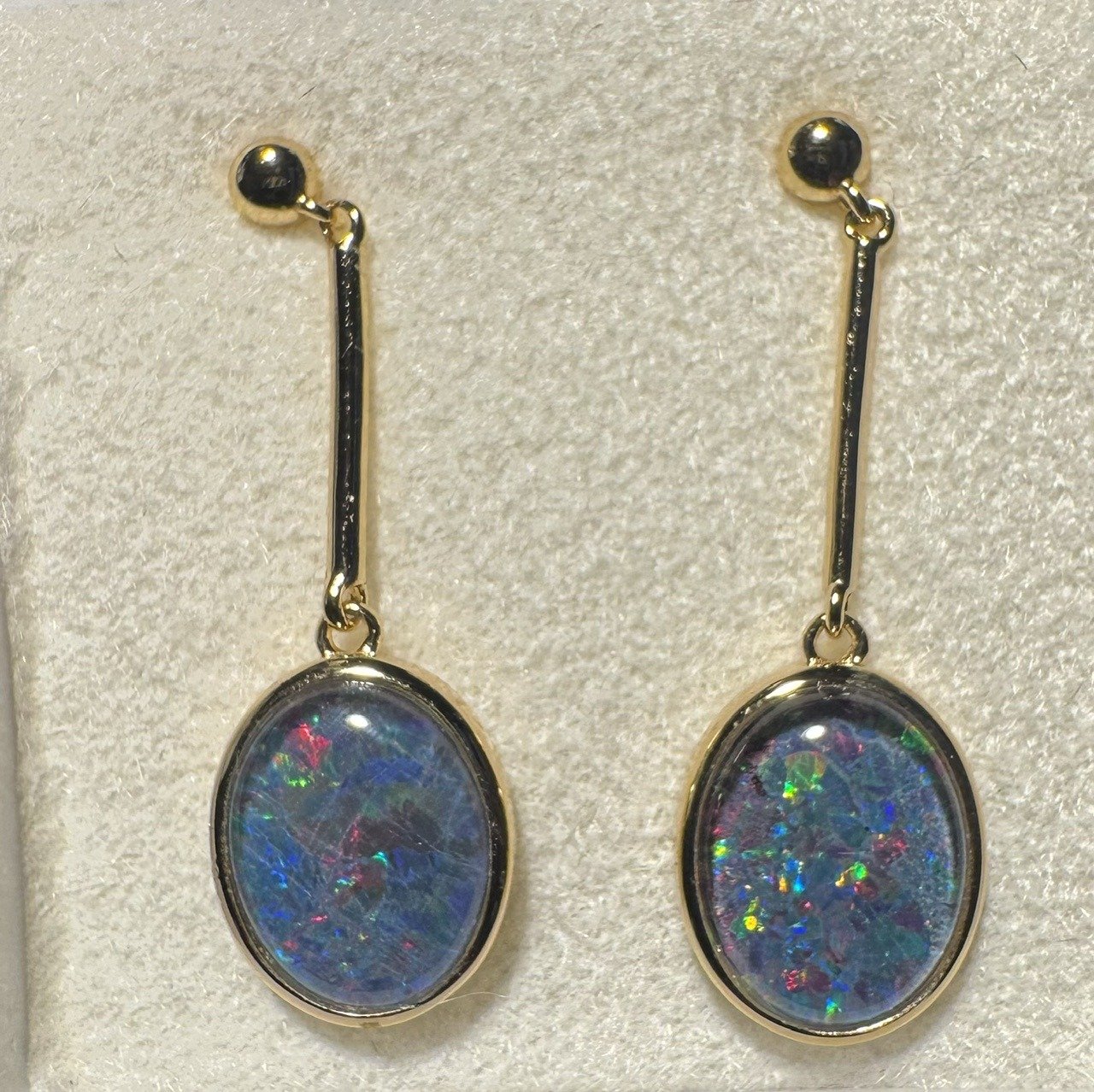 Triplet Opal Drop Earrings in Gold Plated Sterling Silver · Style 734