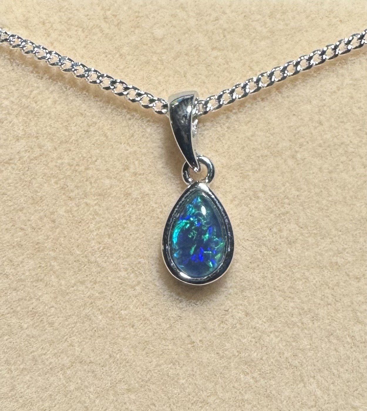 Triplet Opal Pear Pendant in Sterling Silver · Style 149