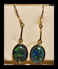 Triplet Opal Drop Earrings in Gold Plated Silver · Style 727