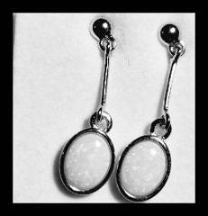 Solid Opal Oval Drop Earrings in Sterling Silver · Style 421
