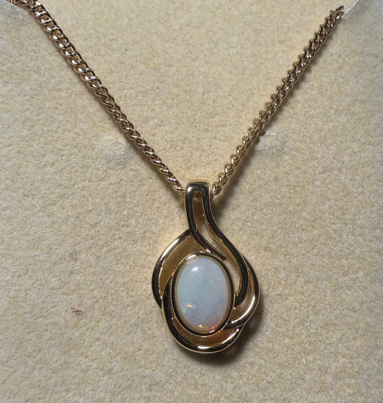 Solid Opal Oval Pendant in Gold Plated Sterling Silver · Style 249