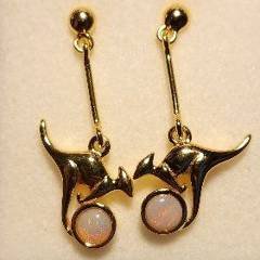 Solid Opal Kangaroo Earrings, Gold Plated Sterling Silver · Style 631