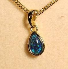 Triplet Opal Teardrop Pendant in Gold Plated Sterling Silver · Style 342