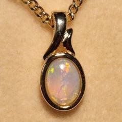 Solid Opal Oval Pendant in Gold Plated Sterling Silver · Style 209