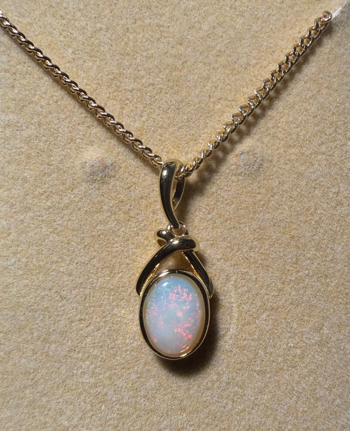 Solid Opal Oval Pendant in Gold Plated Sterling Silver · Style 248