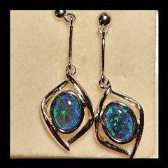 Triplet Opal Drop Earrings in Sterling Silver · Style 530