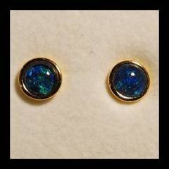 Triplet Opal Round Stud Earrings in Gold Plated Silver · Style 703