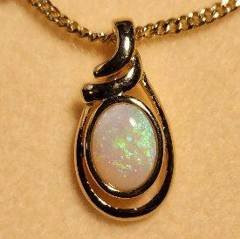 Solid Opal Oval Pendant in Gold Plated Sterling Silver · Style 225