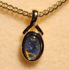 Triplet Opal Oval Pendant in Gold Plated Sterling Silver · Style 302