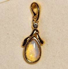 Solid Opal Teardrop Pendant in Gold Plated Sterling Silver · Style 220