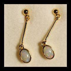 Solid Opal Oval Drop Earrings in Gold Plated Sterling Silver · Style 614