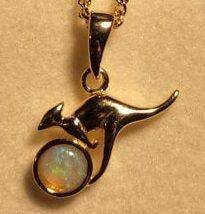 Solid Opal Kangaroo Pendant in Gold Plated Sterling Silver · Style 203