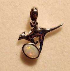 Solid Opal Kangaroo Pendant in Sterling Silver · Style 037