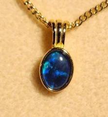 Triplet Opal Oval Pendant in Gold Plated Sterling Silver · Style 328
