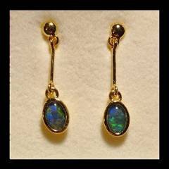 Triplet Opal Drop Earrings in Gold Plated Sterling Silver · Style 712