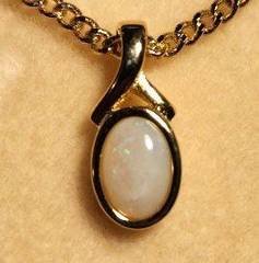 Solid Opal Oval Pendant in Gold Plated Sterling Silver · Style 202