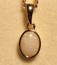 Solid Opal Oval Pendant in Gold Plated Sterling Silver · Style 205