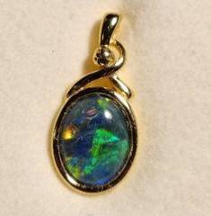Triplet Opal Oval Pendant in Gold Plated Sterling Silver · Style 336