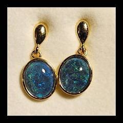 Triplet Opal Drop Earrings in Gold Plated Sterling Silver · Style 726