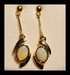 Solid Opal Drop Earrings in Gold Plated Sterling Silver · Style 618