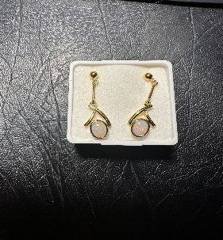 Solid Opal Drop Earrings in Gold Plated Sterling Silver · Style 639