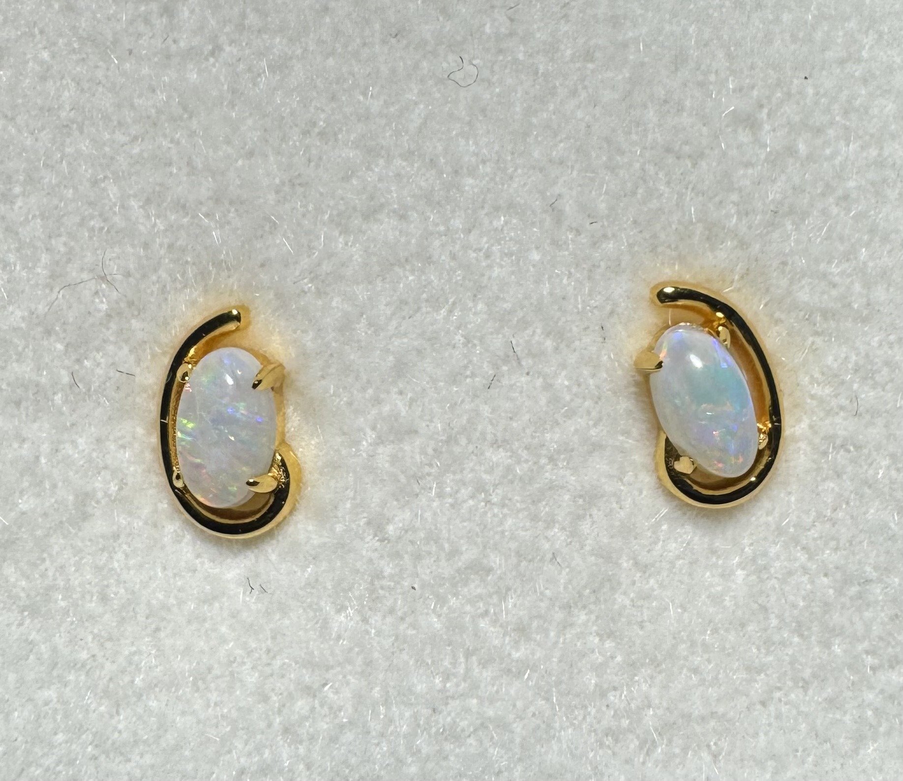 Solid Opal Oval Earrings in Gold Plated Sterling Silver · Style 640