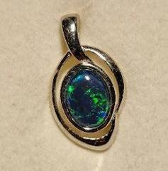 Triplet Opal Oval Pendant in Sterling Silver · Style 122