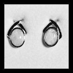 Solid Opal Oval Stud Earrings in Gold Plated Sterling Silver · Style 611