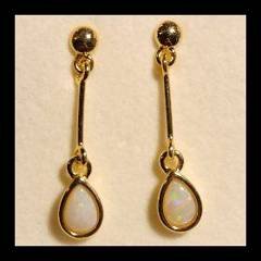 Solid Opal Teardrop Earrings in Gold Plated Sterling Silver · Style 613